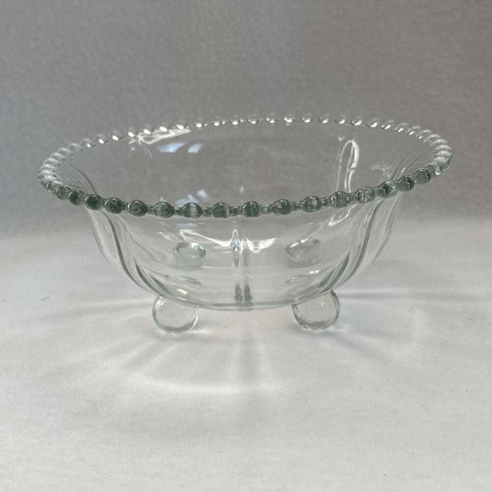 Vintage Imperial Glass Candlewick Clear Four Toed Bowl RARE FIND